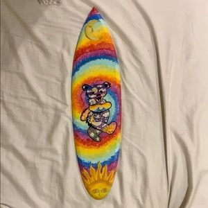 Painted running bear type sun moon surf board